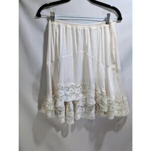 Free People Sugar Swizzle Ivory Lace Trim Half Slip Skirt Size Small